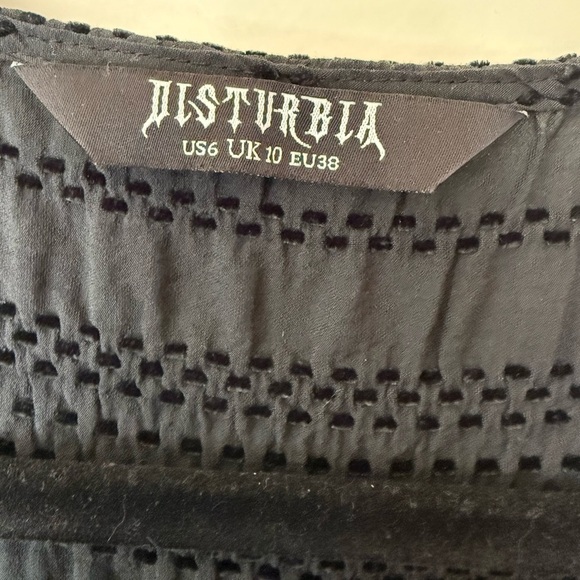 Disturbia Black Long Bell Sleeve V-Neck Mini Dress in Size 6 - Picture 3 of 9